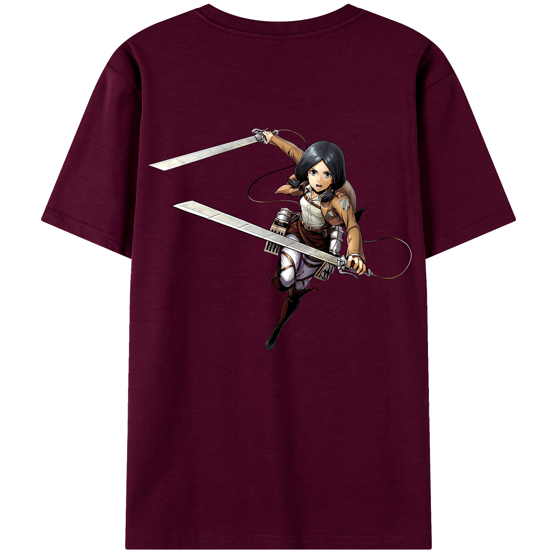 （画像用） 進撃の巨人 ミカサ·アッカーマン Attack on Titan Mikasa Ackerman レディース半袖Tシャツ(バックプリント)